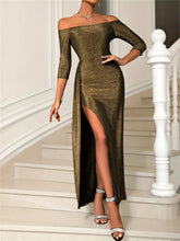Slit Off-Shoulder Long Sleeve Midi Dress OutfitFlow